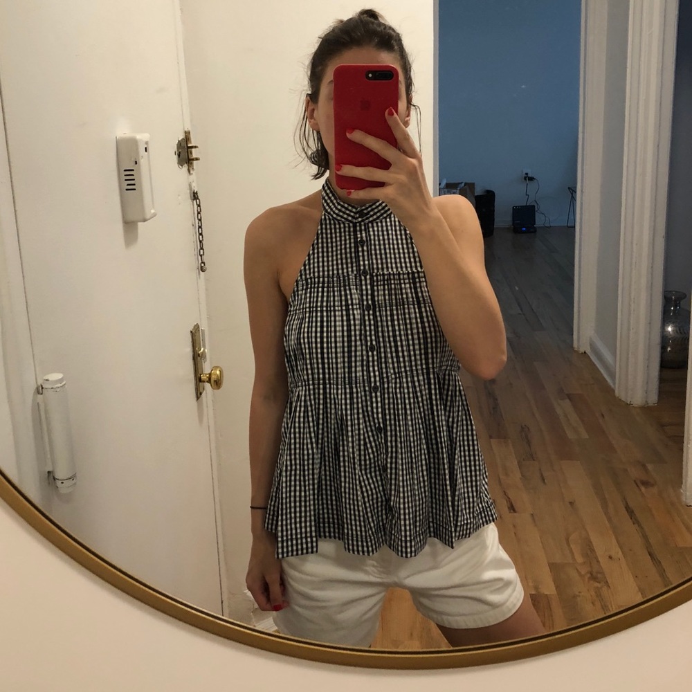 Free People gingham halter top
